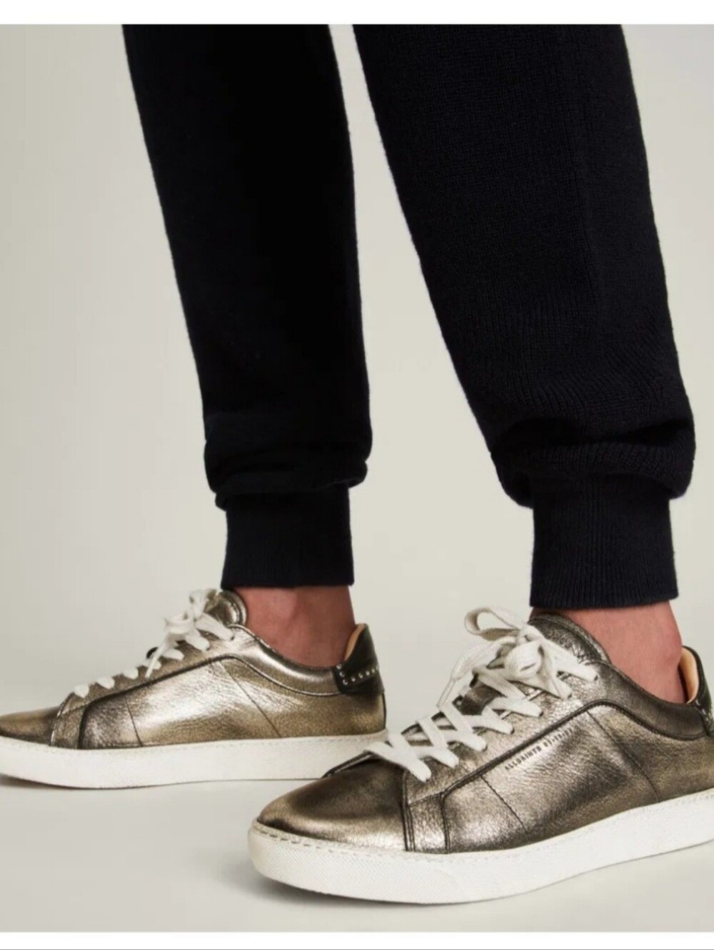 All Saints "Sheer Studded Leather Trainer" Sneaker Metallic | Women's Size 10
